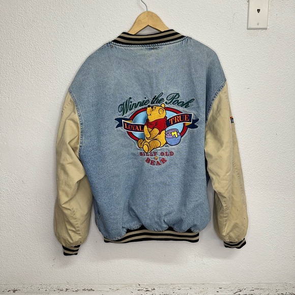 Vintage Disney Winnie the Pooh Denim and Beige Bomber Jacket